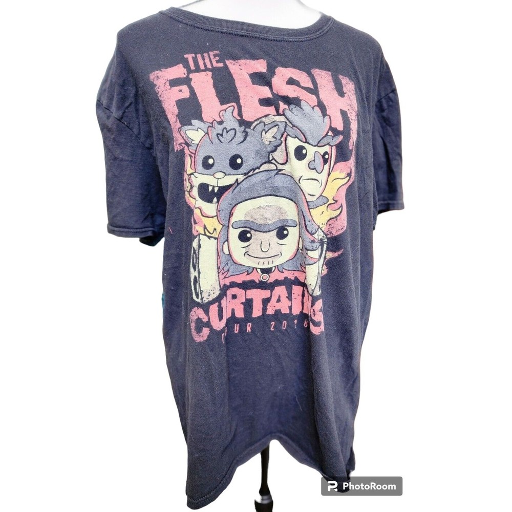 Funko POP Rick & Morty THE FLESH CURTAINS Black T-Shirt Size Large Adult Swim